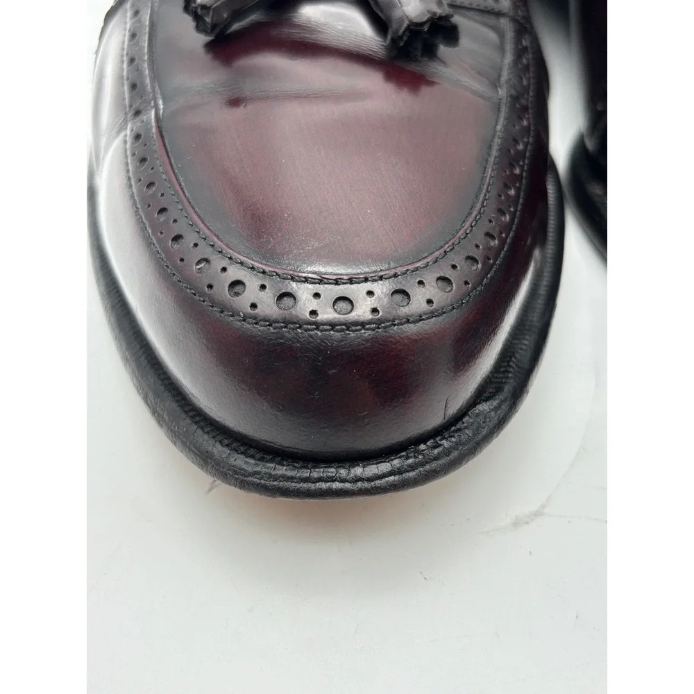 Johnston & Murphy Men's Size 12M Burgundy Leather Tassel Loafers Brogue Made USA